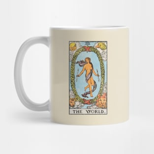 The World tarot card (distressed) Mug